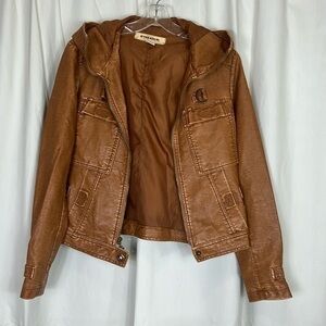 Hydraulic, faux leather motto jacket. EUC, size M, but runs small.